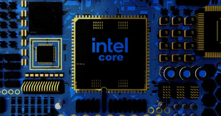 A graphical image of a motherboard with an Intel Core CPU for the article "Explainer: Intel CPU Scandal"