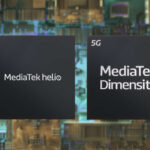 An image featuring the logos of MediaTek Helio and MediaTek Dimensity for the article "MediaTek Helio vs MediaTek Dimensity: A Comparison"