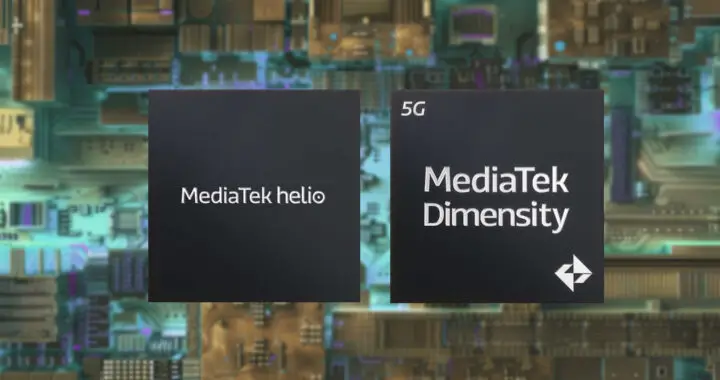 An image featuring the logos of MediaTek Helio and MediaTek Dimensity for the article "MediaTek Helio vs MediaTek Dimensity: A Comparison"