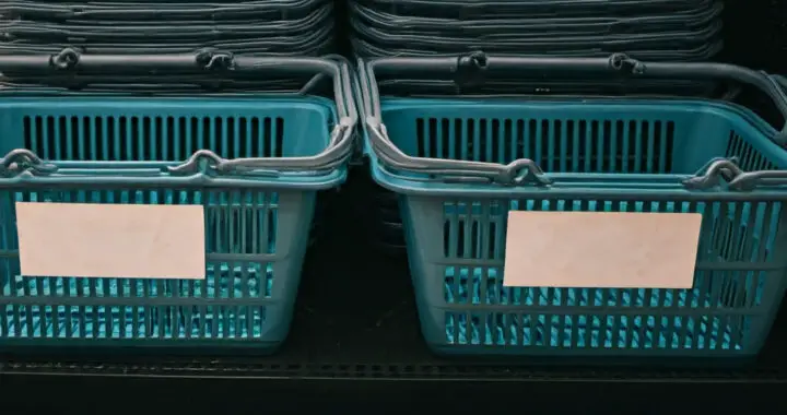 Two empty grocery baskets for the article "Boycott and Buycott of Russian Goods in China"