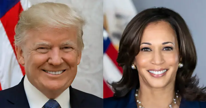 A side-by-side portrait of Donald Trump and Kamala Harris for the article "Why Kamala Harris Lost and Donald Trump Won the 2024 U.S. Election"