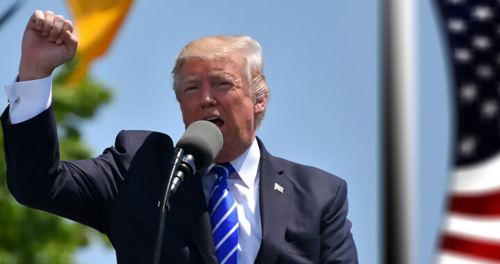 Donald Trump raising his fist during a public appearance for the article "Inauguration Of Donald Trump: Why Billionaires Are Donating?"