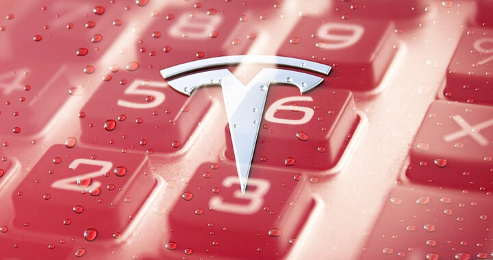 Rundown on the Tax Avoidance Strategies of Tesla: An image of the logo of Tesla overlaid on a close-up image of a calculator